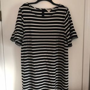 J.Crew stripe ruffle sleeve dress